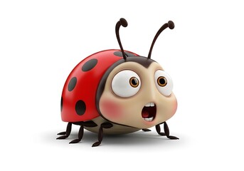 Obraz premium Cute cartoon ladybug isolated on white background