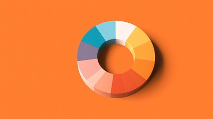 Multicolored donut chart on orange background, data visualization and infographics