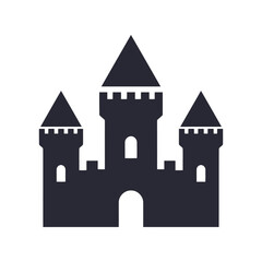 Obraz premium Medieval castle silhouette vector illustration fortress icon royal architecture historic landmark