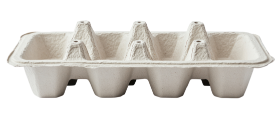 Close Up Empty Egg Carton Made Of Recycled Paper Material In Transparent Background