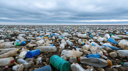 Widespread Plastic Pollution on Beach Highlighting Environmental Crisis and Impact of Waste Management on Marine Ecosystems and Wildlife