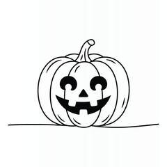 Fototapeta premium Classic jack o lantern halloween pumpkin outline drawing for decoration