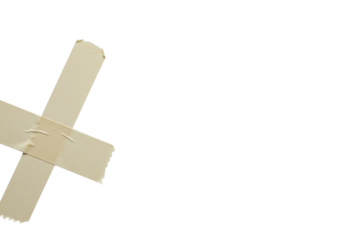 single beige hand-torn masking tape strip on a minimalist matte white surface with soft high-key studio light, sharp focus, ample copy space. concept of agile problem-solving