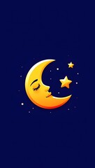 Naklejka premium Cartoon moon and stars illustration for night sky background wallpaper and designs art sleep