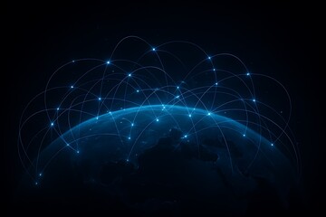 Global network connections illustrating digital communication and connectivity across the planet