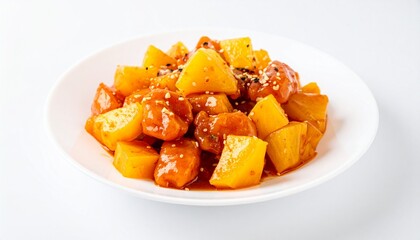 Delicious Sweet and Sour Pineapple Dish Served on a White Plate.
