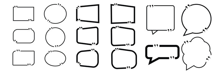 Set quote box frame, texting quote blank template boxes, design boxes quotation bubble blog symbols, bubble blog quotes symbols – vector lllustration EPS10