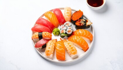 Exquisite Sushi Platter A Colorful Array of Fresh Nigiri and Maki Rolls.