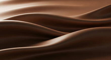Fototapeta premium Close-up of brown fabric with a flowing motion, showcasing smooth texture and soft folds in a luxurious fabric design