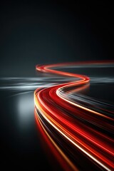 Night road, light trails,  curve, motion