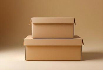Stacked Shoebox Style Boxes with Matte Finish on Beige Background