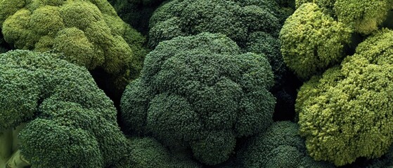 The vibrant green broccoli heads showcase freshness and nutritional abundance.
