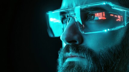 Futuristic glasses man portrait