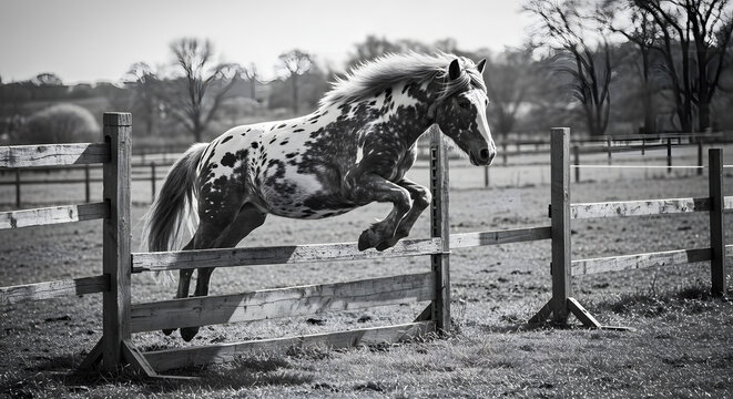 Spotted Horse in Mid-Air PNG