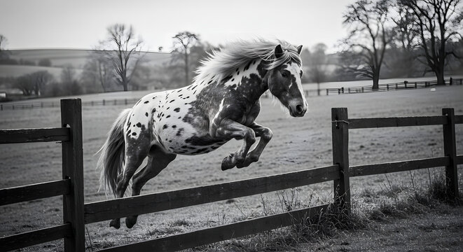 Spotted Horse in Mid-Air PNG
