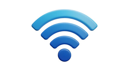 Blue Wi‑Fi Signal Icon 3D — Wireless Connectivity Symbol