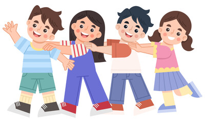 Fototapeta premium Illustration of Happy Children Together