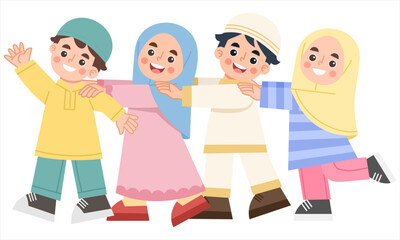 Illustration of Muslim children playing together