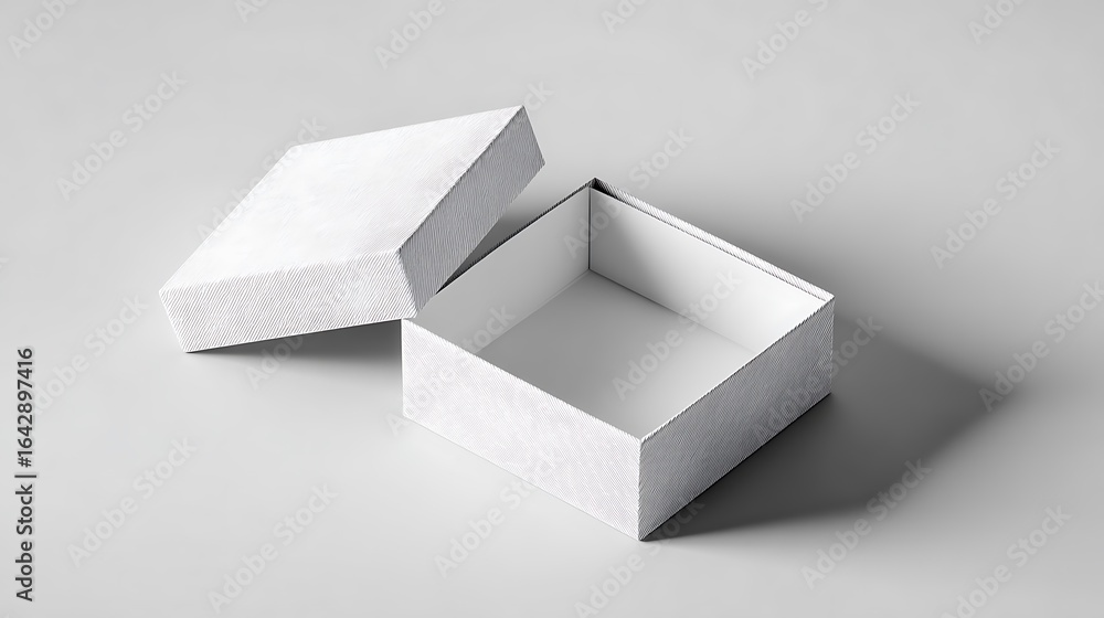 Poster open textured box with lid on neutral background for product mockup