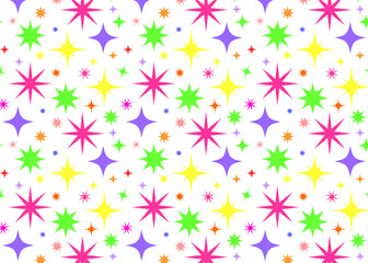 Seamless vector pattern with bright colorful modern stars – perfect for festive decorations, party supplies, textiles, and cheerful celebratory designs.