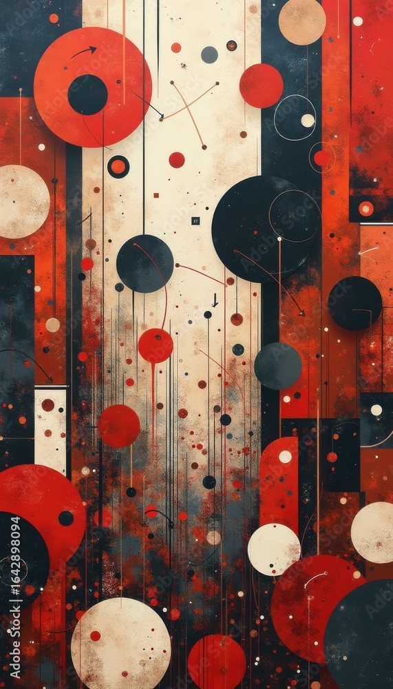 Poster dynamic abstract art with geometric shapes and circles