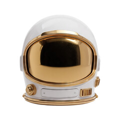 Classic astronaut helmet with gold visor. Isolated white background. Png format