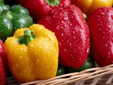 resh Red, Yellow, and Green Bell Peppers : Generative AI