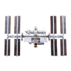 International Space Station miniature model. Isolated white background. Png format