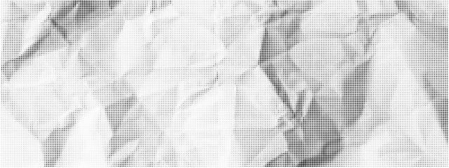 Crumpled Paper Texture with Halftone Dots and Vintage Grunge Pattern for Retro Designs or Collage Overlays. Vector.