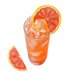 Refreshing Citrus Cocktail in a Tall Glass with Orange Slices against Transparent Background