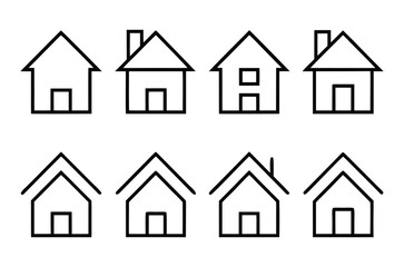 Collection home icons. House symbol. Set of house outline vector illustration