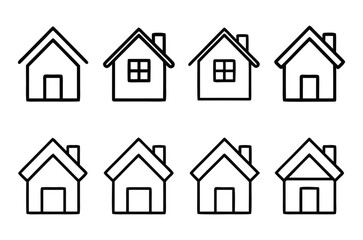 Collection home icons. House symbol. Set of house outline vector illustration