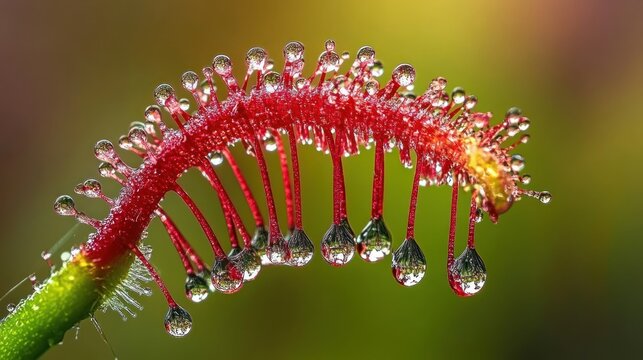 Venus flytrap plant with dew drops
