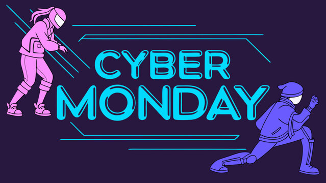 Cyber Monday Sale Illustration with abstract background with people
