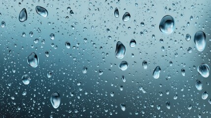 Water Droplets on Glass Surface with Blurred Background