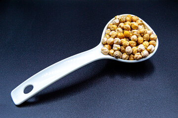 Beautiful organic dried chickpea beans consisting of raw bengal legume pea