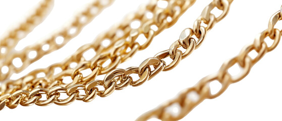 Obraz premium Close Up View Of Golden Chains Against Transparent Background Showcasing Texture And Details Of The Metal