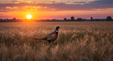 heasant in Golden Wheat Field PNG