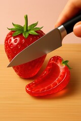 red strawberry slicing