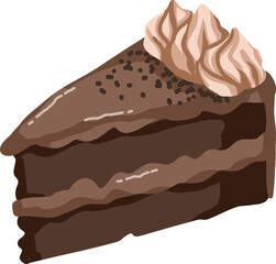 Slice of Chocolate Cake with Cream