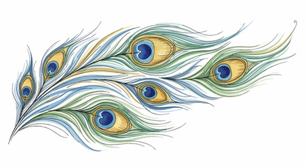 Obraz premium Elegant watercolor illustration of abstract peacock feathers with beautiful flowing lines