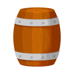 Vector illustration of wooden barrel on transparent background