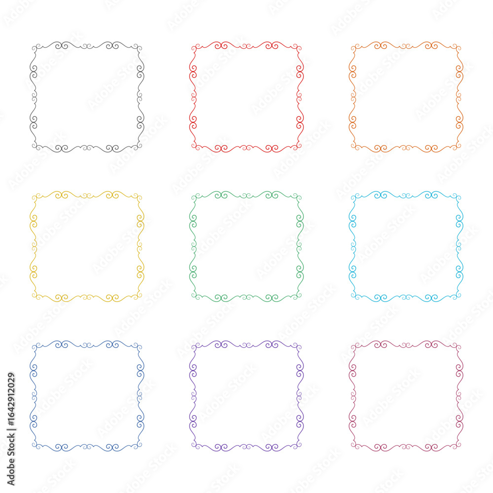 Poster simple line frame border icon isolated on white background. set icons colorful