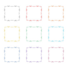 Simple line frame border icon isolated on white background. Set icons colorful