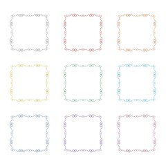 Simple line frame border icon isolated on white background. Set icons colorful