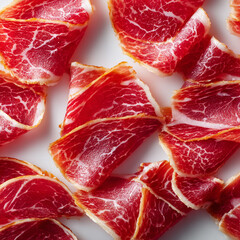Slices Salami Meat Artfully Prosciutto Layered Cured