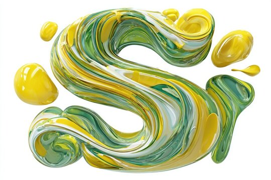 Vibrant, stylized letter S with flowing, marbled colors