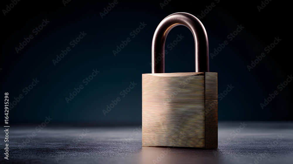 Poster closed padlock resting on dark surface symbolizing security