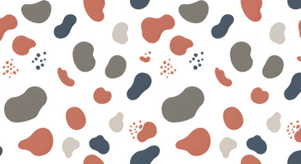 Fototapeta premium Abstract Organic Shapes Seamless Pattern on White Background, Modern Minimalist Design