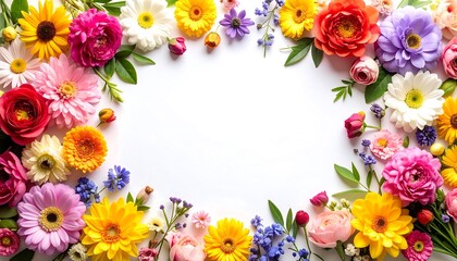 Obraz premium Colorful flower arrangement on white background